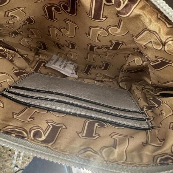 New Justin Convertible Bag to Wristlet White Tooled Leather Fringe Weste… - Picture 3 of 5